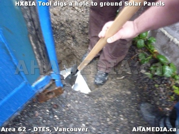 6c  AHA MEDIA sees Roland Clarke and Richard of HXBIA Tool dig a hole to ground Solar Panels in Vancouv (2)